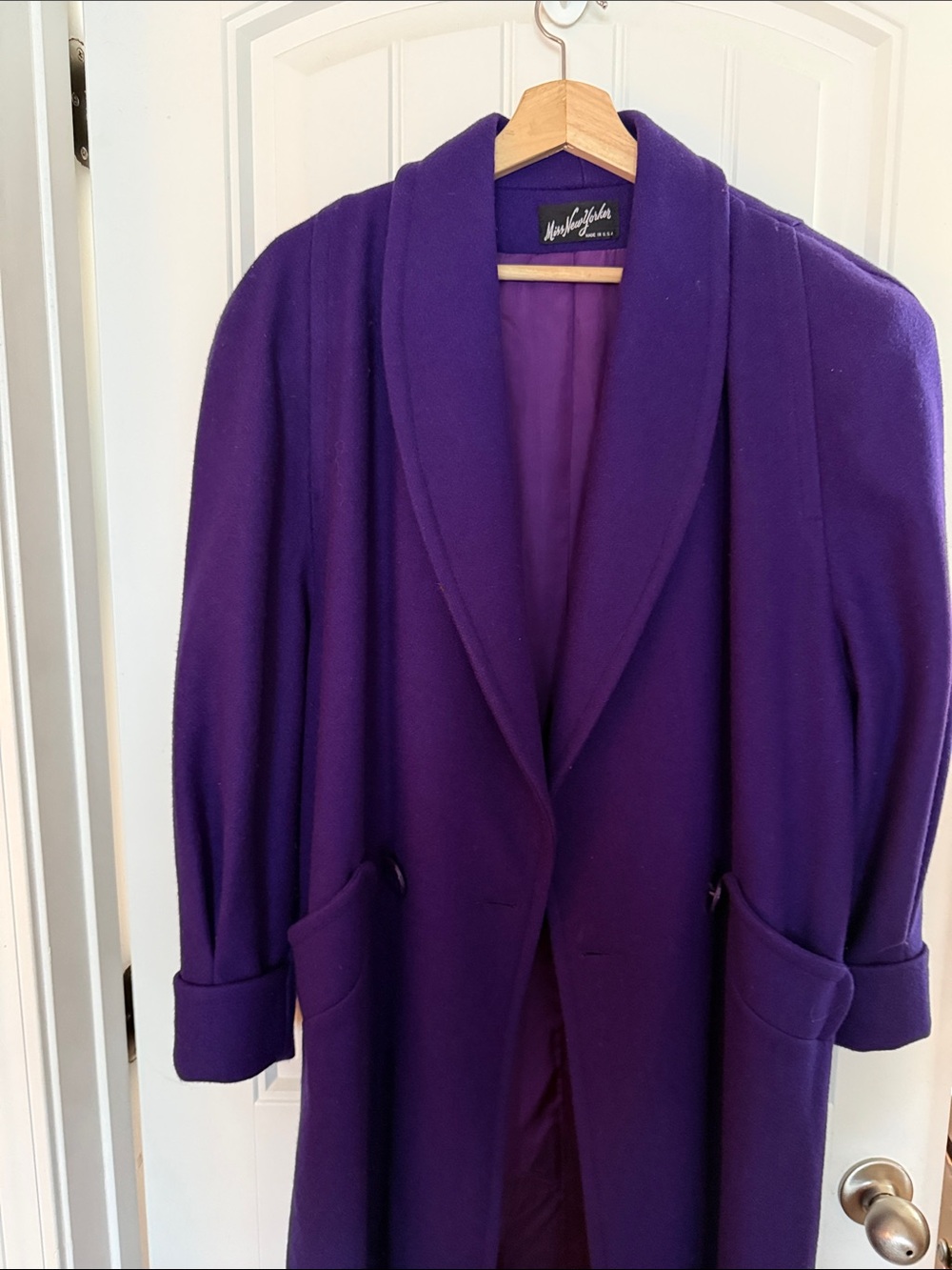 Women's Purple Shawl-Collar Trench Coat by